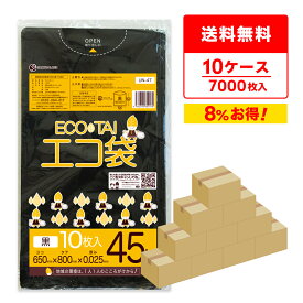 ごみ袋 45リットル 薄手 黒 65x80cm 0.025mm厚 10枚x70冊x10箱 UN-47-10 ゴミ袋 ポリ袋 平袋 袋 45l ブラック サンキョウプラテック 送料無料 まとめ買い 即納 即日発送