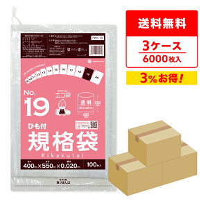 エントリーでP10倍 【まとめて3ケース】FBH-19-3 ひも付 規格袋 19号 0.020mm厚 透明 100枚x20冊x3箱 /ポリ袋 袋 保存袋 食品袋 平袋 規格 食品 食品用 ごみ袋 ゴミ袋 保存 検食 厨房 保育園 食品衛生法