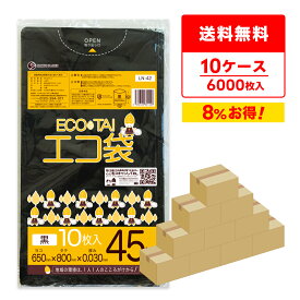 ごみ袋 45リットル 黒 65x80cm 0.030mm厚 10枚x60冊x10箱 LN-42-10/ポリ袋 エコ袋 平袋 袋 45L ブラック サンキョウプラテック 送料無料 まとめ買い 即納 即日発送 ガーデニング 園芸 防災 備蓄