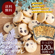 10%OFFクーポン配布中 送料無料 大容量パック 大袋 ミニサブレ 120枚入り 30枚入り4袋 味が選べる プレー…