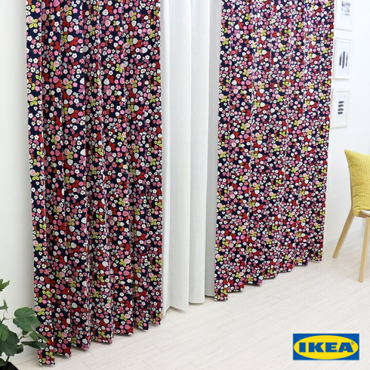 楽天市場 北欧カーテン フォルヴァンドラ Ikea カーテン 綿100 おしゃれ デザイナーズ 子供部屋 小花 リバティ 花柄 ブラック カフェインテリア 海外インテリア オシャレ イケア オーダーカーテン カーテンカーテン