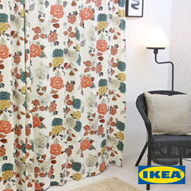 カーテン 花柄 【IKEA】トロルマル フラワー 綿100% 北欧 おしゃれカーテン ボーダー 輸入 ピッタリサイズ シンプル 目隠し 試着室 オーダーメイド カラフル 女性 新生活 一人暮らし オシャレ かっこいい