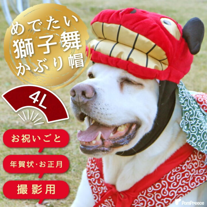 楽天市場 全商品ポイント5倍 かぶりもの 帽子 正月 干支 被り物 かわいい おしゃれ 犬 猫 ペット コスプレ 年賀状 お正月 小型犬 中型犬 新年 大型犬 獅子獅子舞帽子 4l ポンポリース ポンポリース 楽天市場店