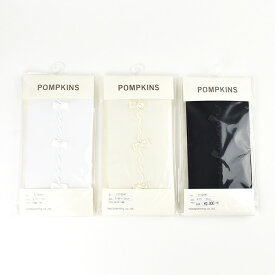 【値下げしました】POMPKINS ポプキンズ メロウとリボンがポイントの子供用ナイロンタイツ クロ/シロ／オフホワイト 全3色 S/M/L/LL 全4サイズ 50デニール 丈夫な日本製 MADE IN JAPAN