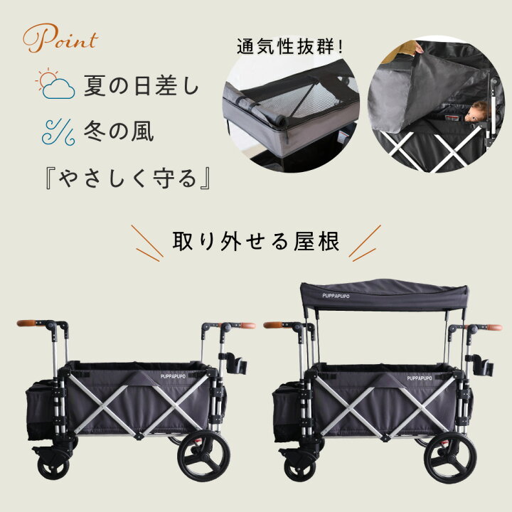 楽天市場】KEENZ×PUPPAPUPO ストローラーワゴン キャノピー付き レイン 