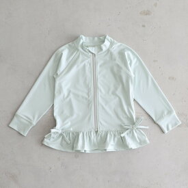 水着 ラッシュガード フリル 女の子 ベビー キッズ ジップアップ フードなし UVカット 紫外線対策 日焼け対策 小学校 幼稚園 保育園