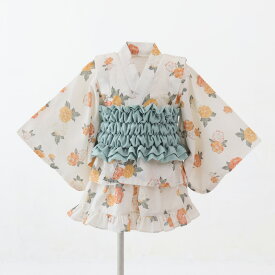 【 P5倍 12/04(木) 20:00〜 】浴衣 ドレス 3点セット 女の子 子供 セパレート フリル ベビー 綿100% おしゃれ 可愛い 浴衣 お祭り 花火 暑さ対策 ウエストゴム