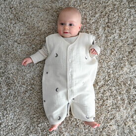 【 P5倍 11/11(火) 01:59まで 】【名入れ刺繍商品】 スリーパー 【6重ガーゼ】 綿100% 2WAY 選べる 袖あり 袖なし ベビー 赤ちゃん 新生児 キッズ パジャマ 防寒 春 夏 秋 冬 オールシーズン ガーゼ コットン 出産祝い プレゼント ギフト