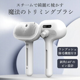 ペットブラシ 猫 犬 ブラシ スチーム 噴霧式 抜け毛 よく取れる ワンタッチ ブラッシングブラシ トリミングブラシ 長毛種 短毛種 水タンク USB充電 入荷済み