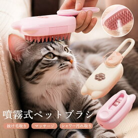 ペットブラシ スチーム 猫 ブラシ ワンタッチ 犬 くし 猫コーム スチームブラシ 毛 グルーミングブラシ 抜け毛クリーナー 加湿ミスト 蒸気 充電式 入荷済み