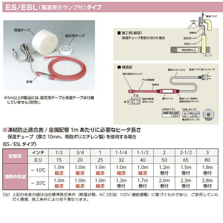 楽天市場】【メーカー直送品】水道 凍結 防止器 NFオートヒーター 1ES 