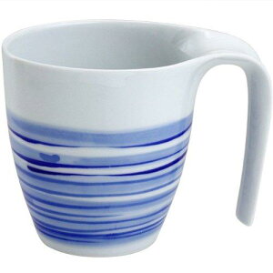 CtoC JAPAN マグカップ おしゃれ : 有田焼 ブルーライン 持ち易いマグカップ Japanese Mug Porcelain/Size(cm) 11.7x8.3x9/No:782636