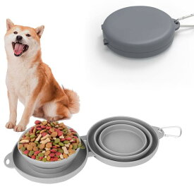 ペットボウル 折り畳み ペット食器 犬猫用 ペット皿 フードボウル 犬用スローフード ペット用品 携帯便利 フック付き シリコン製 小動物用 散歩 旅行 防災グッズ