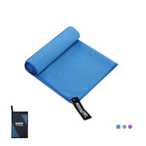 スポーツタオル 速乾タオル 高吸水 肌に優しい生地、マイクロファイバー、軽量、保管と持ち運びが簡単、収納袋 ボタン付きストラップデザイン