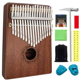 FINETHER カリンバ 親指のピアノ アフリカ楽器 Kalimba 17鍵のカリンバ 手作り木製 木の色 癒し音楽 初心者入門用 音楽手引き 音階目盛り