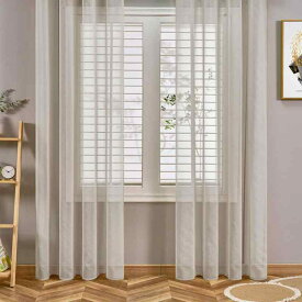 Topfinel レースカーテン おしゃれ 無地 2枚組 幅100cmx丈130cm 北欧 UVカット 省エネ 遮熱