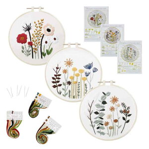 ALLMIRA 刺繍キット 初心者 セット ししゅうキット 刺しゅう クロスステッチ 手作り DIY刺繍工具 刺繍 枠 20CM1本 刺繍糸 刺繍用布1枚 刺繍針2本 英語説明書付き