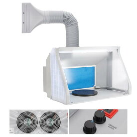 urlife 塗装ブース 2基強力ファン LED照明付き スプレーブース LEDとファンが独立して使え 明るさ＆風量が無段階調整可 ペインティング 交換用フィルター1枚付属 折り畳み コンパクトに収納可