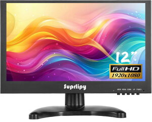 Suprlipy 12�C���` �~�j ���^ HDMI���j�^�[ 1920x1080 16:9 IPS �������n�E�W���O LCD�f�B�X�v���C�X�N���[�� HDMI VGA AV BNC���͂ɑΉ� �������E�h�X�s�[�J�[ PC CCTV �h�ƃJ���� �Q�[���@�p