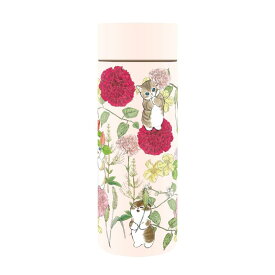 mofusand × 日比谷花壇 ステンレス ボトル 300ml 真空二重 保温保冷 猫 花柄 水筒 かわいい