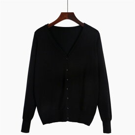 カーディガン 長袖 Vネック ショート丈 レーヨンストレッチ カーデ ニット きれいめ レディース 春 夏 秋 冬 春服 オールシーズン オシャレ 通勤 母の日 普段着 19色選べる MY-059 海外通販