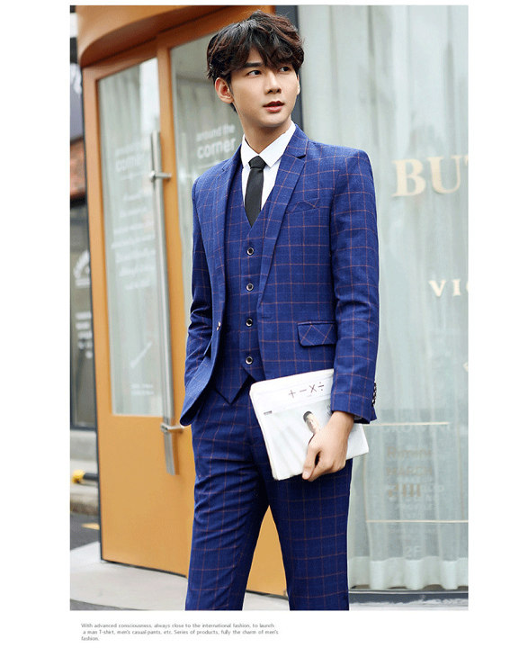 ビジネスカジュアル スリミングジェントルBLUE男性スーツ sizeSML