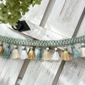 タッセルブレード（ブルーグリーン系カラーミックス）20センチ　高級　タッセル　ピアス　パーツ　アクセサリー　カルトナージュ 房 艶 ツヤ かわいい オススメ おすすめ 問屋 商用