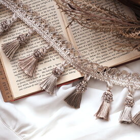 タッセル ブレード（ベージュ）20cm　タッセル パーツ チャーム アクセサリー カルトナージュ ピアス 手芸 ハンドメイド 材料 ボリューム 大ぶり 房 イヤリング 飾り キータッセル カーテン トリム DIY 問屋 商用★