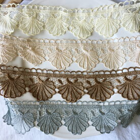 【50cm】ケミカル貝殻レースブレード 幅6cm　スカラップ リボン おしゃれ ピアス イヤリング ハンドメイド 手芸 アクセサリー 材料 素材 パーツ 手芸 バレッタ カチューシャ 紐 マスクカバーヘアゴム 商用