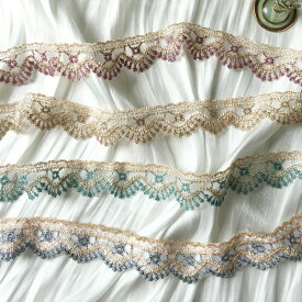 【50cm】スカラップレースリボン（4色）幅3.5cm　ブレード レース リボン 軽い 薄い イヤリング ハンドメイド 手芸 アクセサリー 材料 素材 パーツ 手芸 チャームヘアゴム 商用