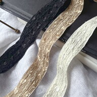 【6/4～10％オフ】【50cm】幅2.8cm　ファンシーヤーンジャガードリボン　フリル アイボリーベージュ ハン…