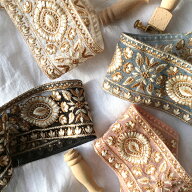 【25cm】 インド刺繍リボン インドリボン 　幅7cm　おしゃれ ピアス イヤリング ハンドメイド 手芸 アク…