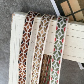 【50cm】幾何学柄ジャガードリボン（チロリアンテープ）3色 ブレード リボン ピアス イヤリング ハンドメイド 手芸 アクセサリー 材料 素材 パーツ 手芸 問屋ポーチヘアゴム 商用