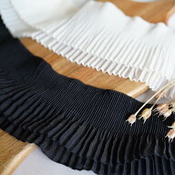 【50cm】幅広 フリル ストレッチ　幅12cm 2段 プリーツ 楊柳調 ブレード レースリボン レース 刺繍 レー…