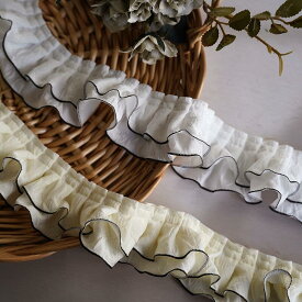 【50cm】 縁ブラック フリル ストレッチ ブレード リボン ピアス イヤリング ハンドメイド 手芸 アクセサリー 材料 素材 パーツ 手芸 問屋ポーチヘアゴム 商用