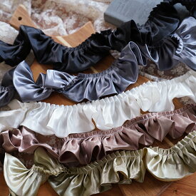 【50cm】サテン フリル チューブ タック フリル ブレード リボン 太い 幅 太幅 おしゃれ ピアス イヤリング ハンドメイド 手芸 アクセサリー 材料 素材 パーツ 手芸 バレッタ カチューシャ チャーム 紐〇ヘアゴム 商用