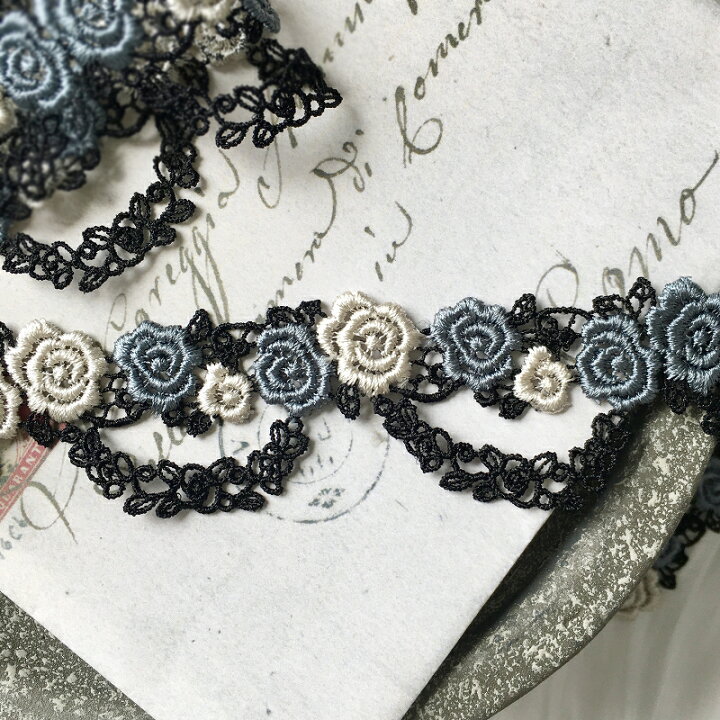楽天市場】【50cm】ローズ柄 ケミカル レース リボン幅3.5cm 