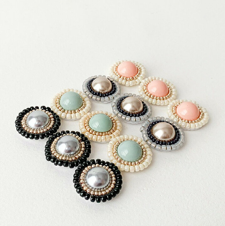 楽天市場】【2個】ビーズ刺繍カボション ピアス イヤリング  