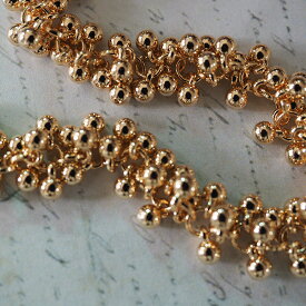 【15cm】メタルボール 丸玉 チェーン（小）3.6mm ボールチェーン　じゃらじゃら ゴールド　アクセサリーパーツ CCB 素材 材料 ビーズ ピアス パーツ 部品 ボリューム 華やか 上品 大人手芸 ハンドメイド 問屋　メタル ゴールド 商用