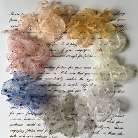 【2個】ドットシフォンオーガンジー花びらパーツ アクセサリー パーツ ピアス イヤリング 花 タッセル 手芸 ハンドメイド アクセサリーパーツ 素材　材料 商用