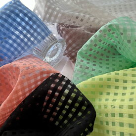 【45cm/90cm】 ギンガムチェックオーガンジークロス 7色 カットクロス 　カット済み　ディスプレイ イベント 撮影小物 インテリア 雑貨 背景 インスタ 小物 作家　ハンドメイド　販売　什器 手芸 アクセサリー 材料 素材