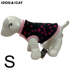 ※在庫のみ iDOG スターファータンク ブラック×ピンク Sサイズ 犬 服 フリース あったか素材 ふわふわ 秋冬（メール便可）