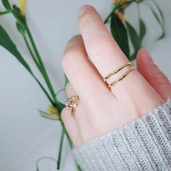 楽天市場 送料無料 重ね付け2連オープンゴールドリング 号 30号 華奢 シンプル 可愛い 人気 おしゃれ 指輪 ハワイアン ギフト プレゼント Poonys