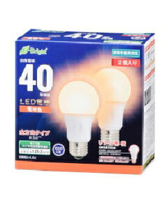 OHM�i�I�[���d�@�j LED�d���i40�`����/551lm/�d���F/E26/�S�����z��260°/���`���Ή�/2����j 4971275643499 E-Bright LDA4L-G AG27 2P [�d���F]