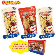 【ポップコーン】大阪セット【3種類のフレーバー 各1.2リットル（たこやき味・キャラメル味・うめかつお…