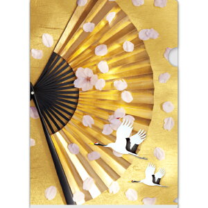 【納期一週間以上】A4クリアファイル 扇子+鶴 310×440mm 通常PP素材0.2mm厚【300枚入】