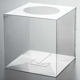 PET製 抽選箱（透明）　抽選グッズ 抽選箱・応募箱・募金箱　　RC8-0147　PET0．5mmt　22.5×22.5×22.5cm