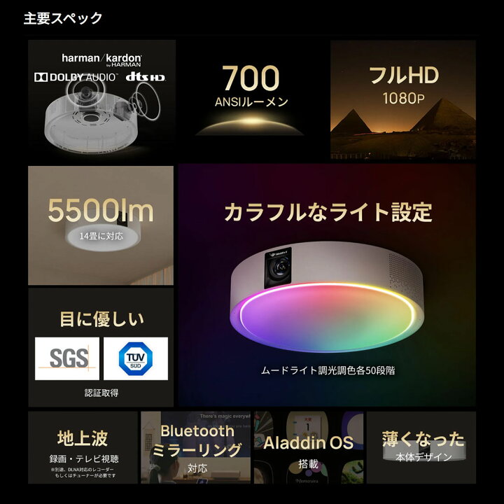 楽天市場】Aladdin X2 Light 6畳でも100インチ 短焦点 700 ANSI 