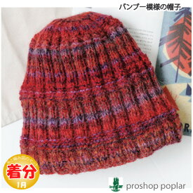 【秋冬】バンブー模様の帽子【中級者】【編み物キット】 毛糸のポプラ