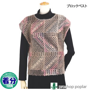 【秋冬】ブロックベスト【中級者】【編み物キット】 毛糸のポプラ